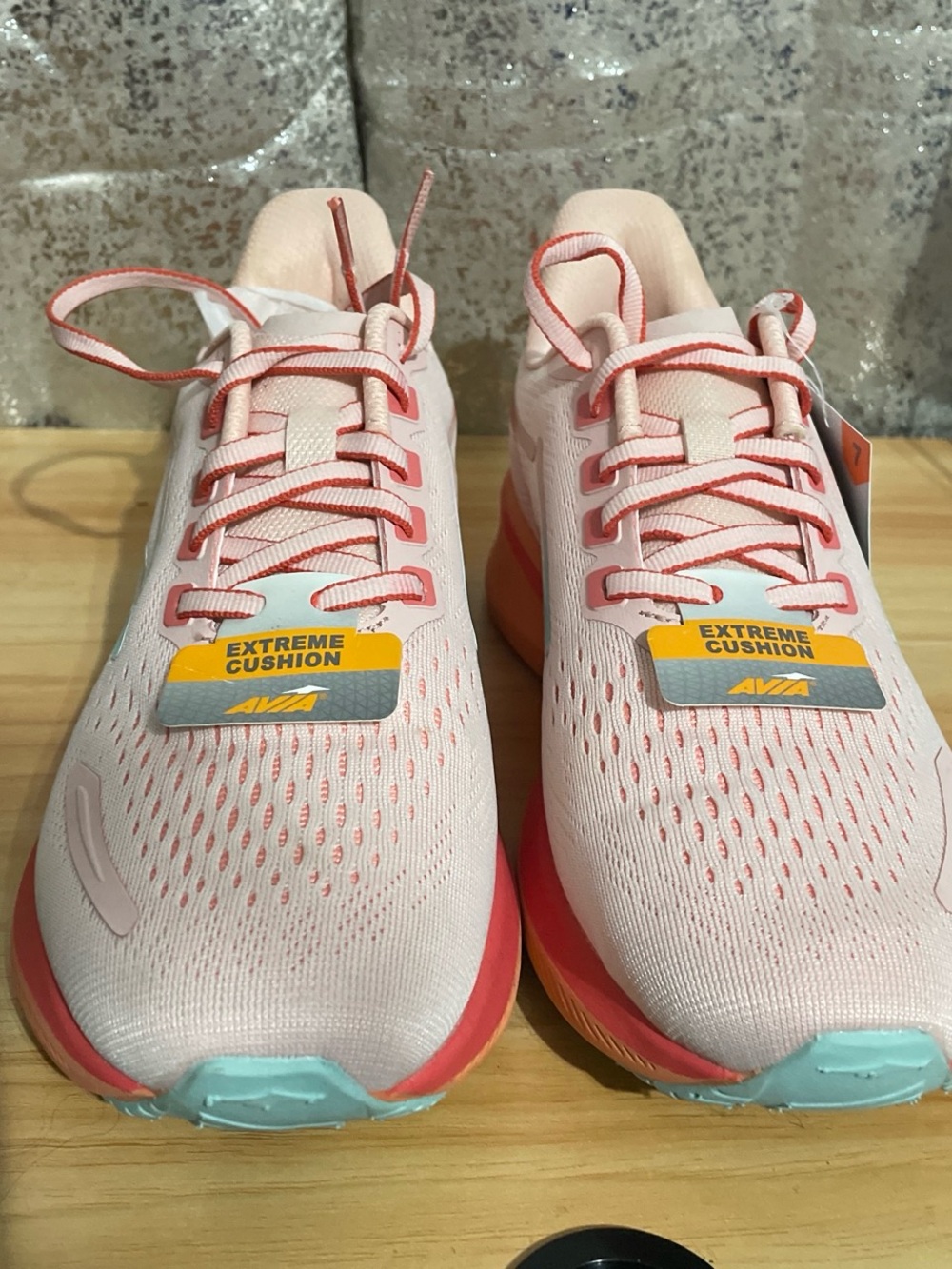 Avia Women's Light Pink Athletic Running Shoes with Coral Accents